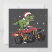 T-Rex Dinosaur Kerst Monster Truck  Feestdagenkaart (Voorkant)