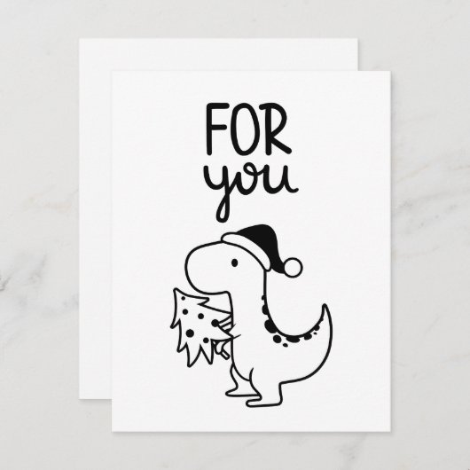 T Rex Dinosaur-kerstkaart Feestdagenkaart (Voorkant / Achterkant)