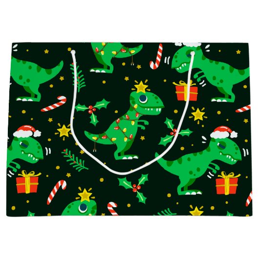 T-Rex Dinosaur Kerstmis Groot Cadeauzakje (Voorkant)