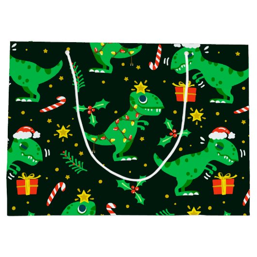 T-Rex Dinosaur Kerstmis Groot Cadeauzakje (Achterkant)