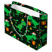 T-Rex Dinosaur Kerstmis Groot Cadeauzakje (Achterkant Gekanteld)