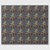 T-Rex Dinosaur Kerstmis Monstertruck  Cadeaupapier (Vlak)