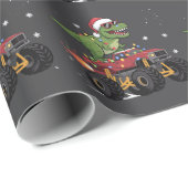T-Rex Dinosaur Kerstmis Monstertruck  Cadeaupapier (Rol Hoek)