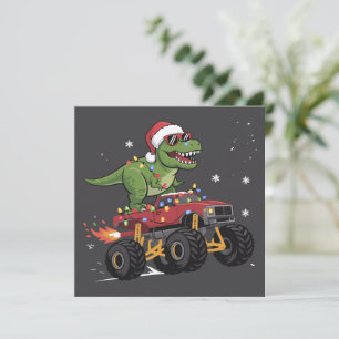 T-Rex Dinosaur Kerstmis Monstertruck  Feestdagenkaart