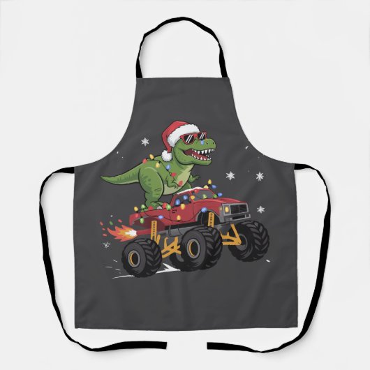 T-Rex Dinosaur Kerstmis Monstertruck  Schort (Voorkant)