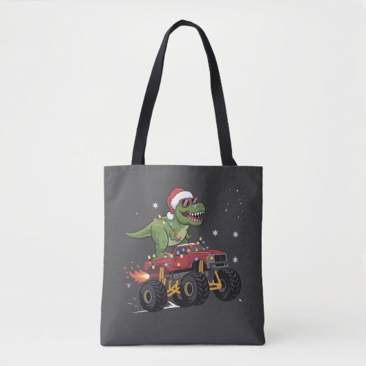 T-Rex Dinosaur Kerstmis Monstertruck  Tote Bag (Voorkant)