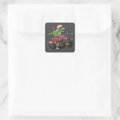 T-Rex Dinosaur Kerstmis Monstertruck Vierkante Sticker (Tas)