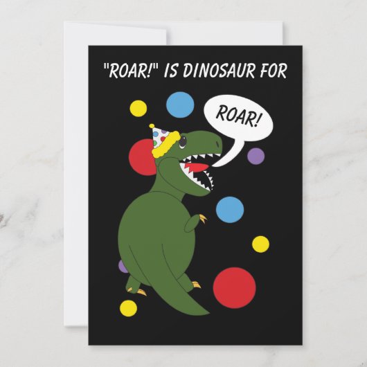 T-Rex Dinosaur Kids verjaardagsfeestje uitnodiging (Voorkant)