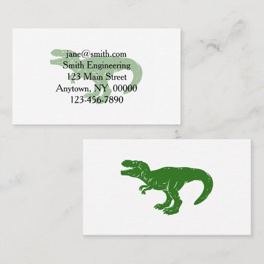 T rex dinosaur - Kies achtergrondkleur Visitekaartje (Voorkant / Achterkant)