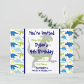 T Rex Dinosaur kinderen Birthday Party Invitations Kaart (Staand voorkant)