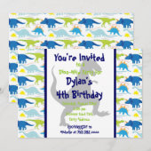 T Rex Dinosaur kinderen Birthday Party Invitations Kaart (Voorkant / Achterkant)