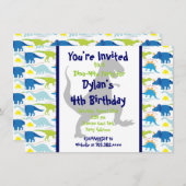 T Rex Dinosaur kinderen Birthday Party Kaart (Voorkant / Achterkant)