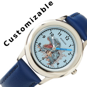 T-Rex Dinosaur Kinderen Gepersonaliseerde Horloge 