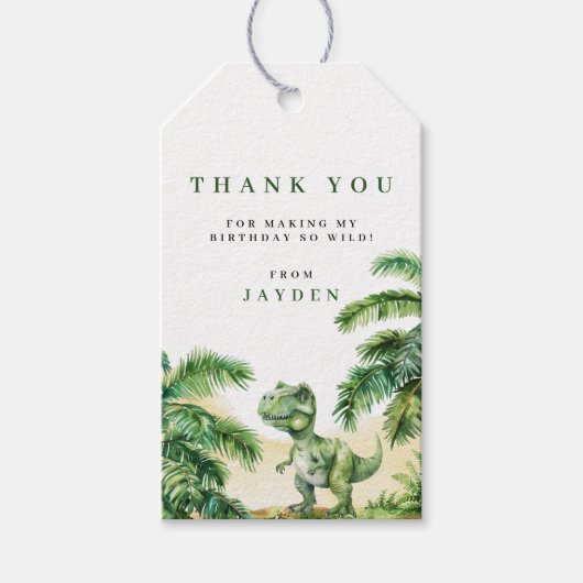 T-Rex Dinosaur Kinderverjaardag Cadeaulabel (Voorkant)