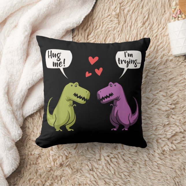 T-Rex Dinosaur Koppel Knuffel Me Valentijnsdag Gra Kussen (Deken)
