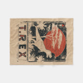 T-Rex Dinosaur Kunst | Wabi Sabi Red Sun Fleece Deken (Voorkant (Horizontaal))