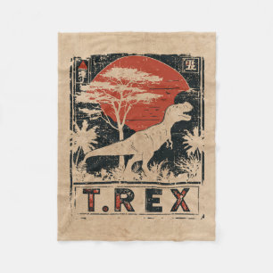 T-Rex Dinosaur Kunst Wabi Sabi Red Sun Fleece Deken
