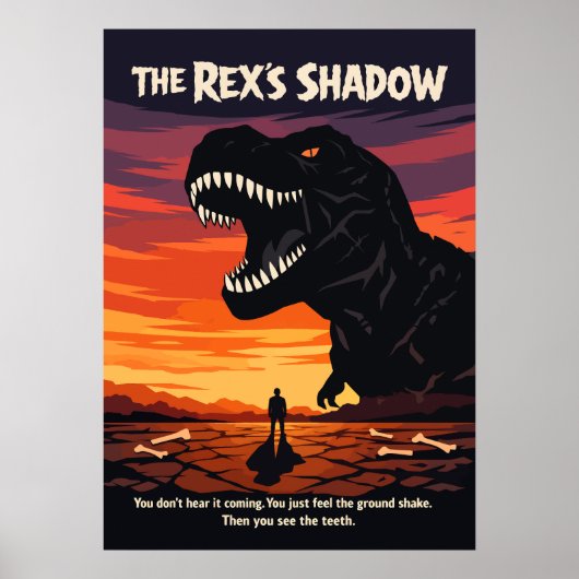T-Rex Dinosaur Kunst Zonsondergang Poster (Voorkant)