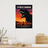 T-Rex Dinosaur Kunst Zonsondergang Poster (Keuken)