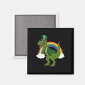 T-rex Dinosaur Leprechaun Regenboog St Patricks Da Magneet (Voorkant / Achterkant)
