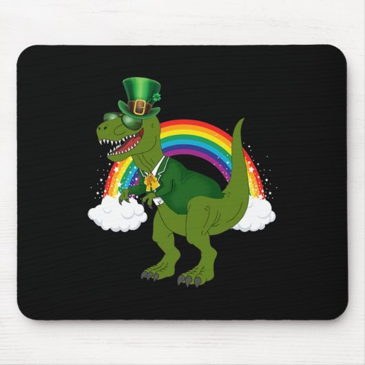 T-rex Dinosaur Leprechaun Regenboog St Patricks Da Muismat (Voorkant)