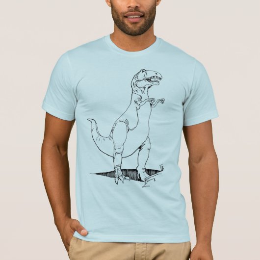 T Rex Dinosaur lichtblauw, half-gemonteerd mannen T-shirt (Voorkant)
