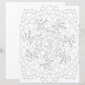 T Rex Dinosaur Mandala Ontspannende Kleurplaat Voo (Voorkant / Achterkant)