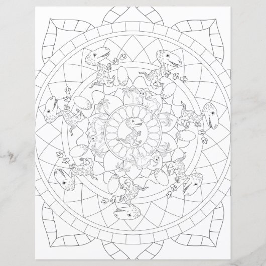 T Rex Dinosaur Mandala Ontspannende Kleurplaat Voo (Voorkant)