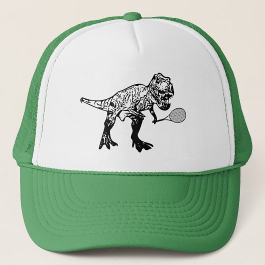 T-Rex Dinosaur met Tennis Racquet Trucker Pet (Voorkant)