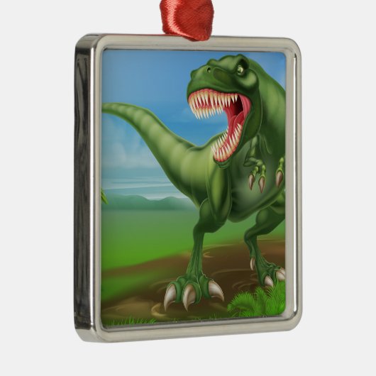 T Rex Dinosaur Metalen Ornament (Rechts)