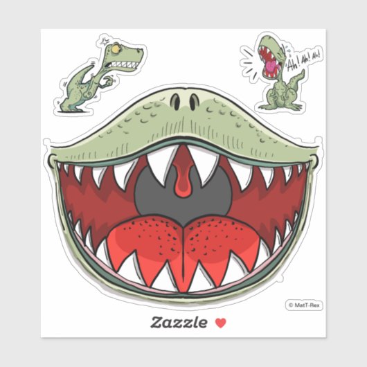T-rex Dinosaur Mond Kinder Cartoon Sticker (Vel)