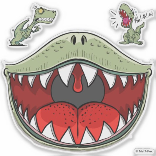 T-rex Dinosaur Mond Kinder Cartoon Sticker (Voorkant)