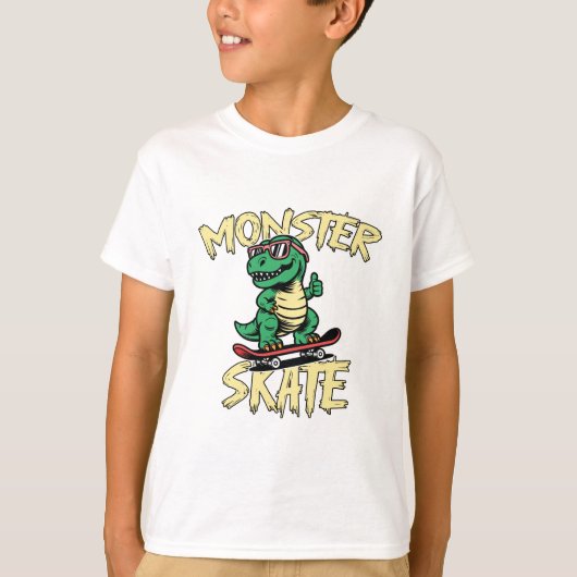 T-Rex Dinosaur Monster Schaats T-shirt (Voorkant)