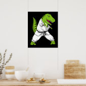 T-Rex Dinosaur Ninja Martial Arts Karate Poster (Keuken)