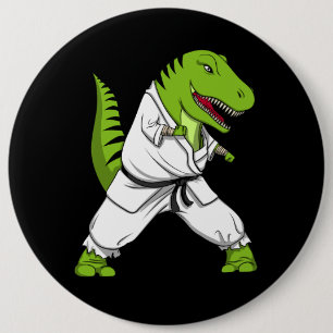 T-Rex Dinosaur Ninja Martial Arts Karate Ronde Button 6,0 Cm