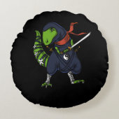 T-Rex Dinosaur Ninja Samurai Warrior Rond Kussen (Voorkant)