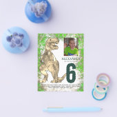 T Rex Dinosaur Oerwoud Birthday Party Foto Budget Flyer (Enkel)