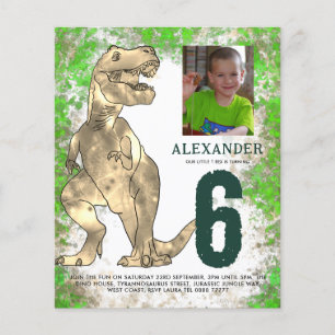 T Rex Dinosaur Oerwoud Birthday Party Foto Budget Flyer