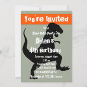 T Rex Dinosaur Oranje Birthday Party Invitation Kaart (Voorkant)