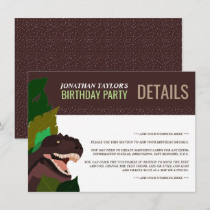 T Rex Dinosaur Party Children's Birthday Detail Kaart