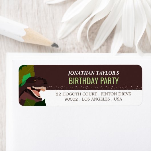 T Rex Dinosaur Party Children's Birthday Etiket (Insitu)