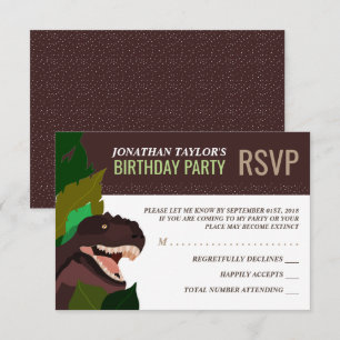 T Rex Dinosaur Party Children's Birthday RSVP Kaart
