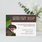 T Rex Dinosaur Party Kinderverjaardag RSVP Kaart (Staand voorkant)
