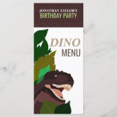 T Rex Dinosaur Party Kinderverjaardagsmenu Menu (Voorkant)
