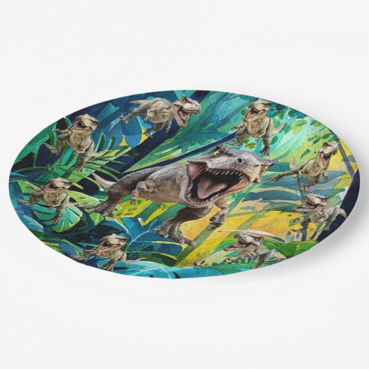 T Rex Dinosaur Party Papieren Bordje (Gekanteld)