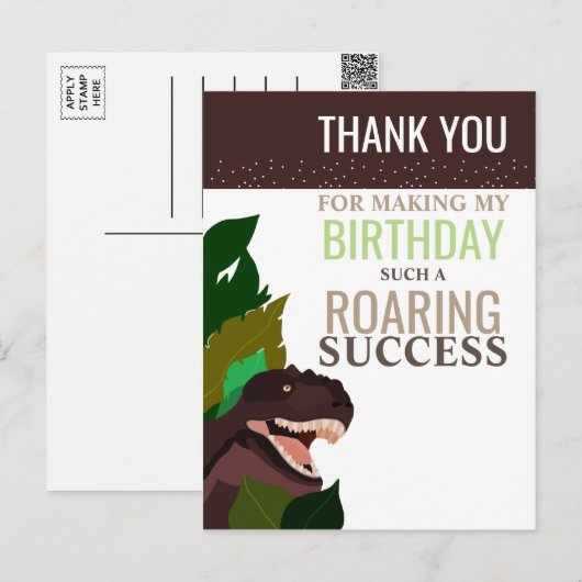 T Rex Dinosaur Party Verjaardag van de kinderen Da Briefkaart (Voorkant / Achterkant)