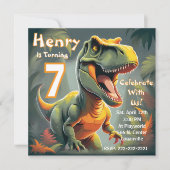 T-Rex Dinosaur Party verjaardagsuitnodiging Kaart (Voorkant)