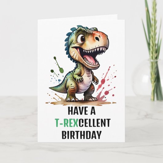 T.Rex Dinosaur Persoonlijke Verjaardag Kaart (Voorkant)