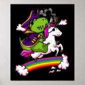 T-Rex Dinosaur Pirate Sailor Riding Unicorn Poster (Voorkant)