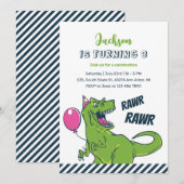 T-Rex Dinosaur Rawr Party Kinderen van Birthday Kaart (Voorkant / Achterkant)